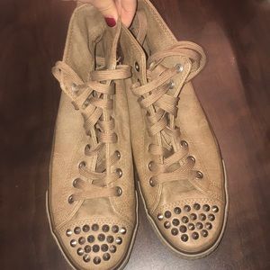 Tan studded sneakers